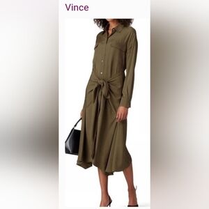 Vince Olive Long Sleeve Dress
